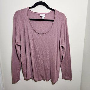 Ava & Viv - Long Sleeve Thermal T-Shirt - Purple/Lavender - 1X